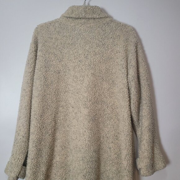 Coldwater Creek Oatmeal Fuzzy Long Teddy Jacket Coat Duster Cardigan w/Toggles - Picture 9 of 10